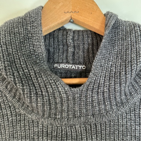 Purotatto Cashmere Wool Blend Hooded Poncho Sweater - Picture 7 of 16